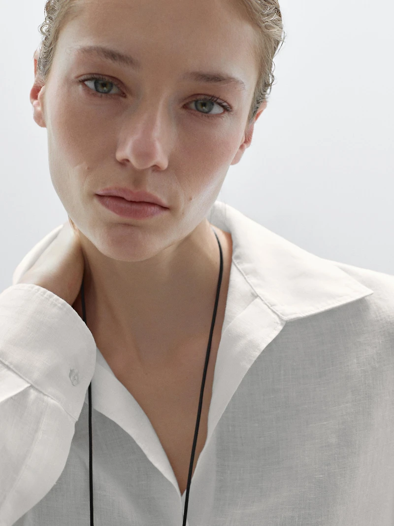 Chemise col ouvert 100 % lin