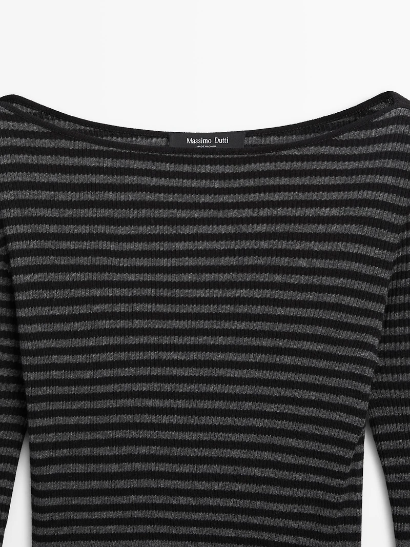 Striped long sleeve T-shirt with trim detail