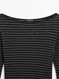 Striped long sleeve T-shirt with trim detail