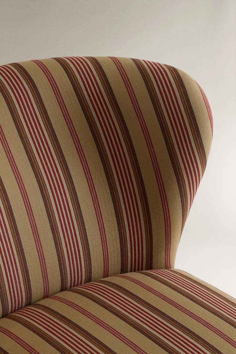 STRIPED ACCENT CHAIR WITH RUFFLE | KATHARINE POLE