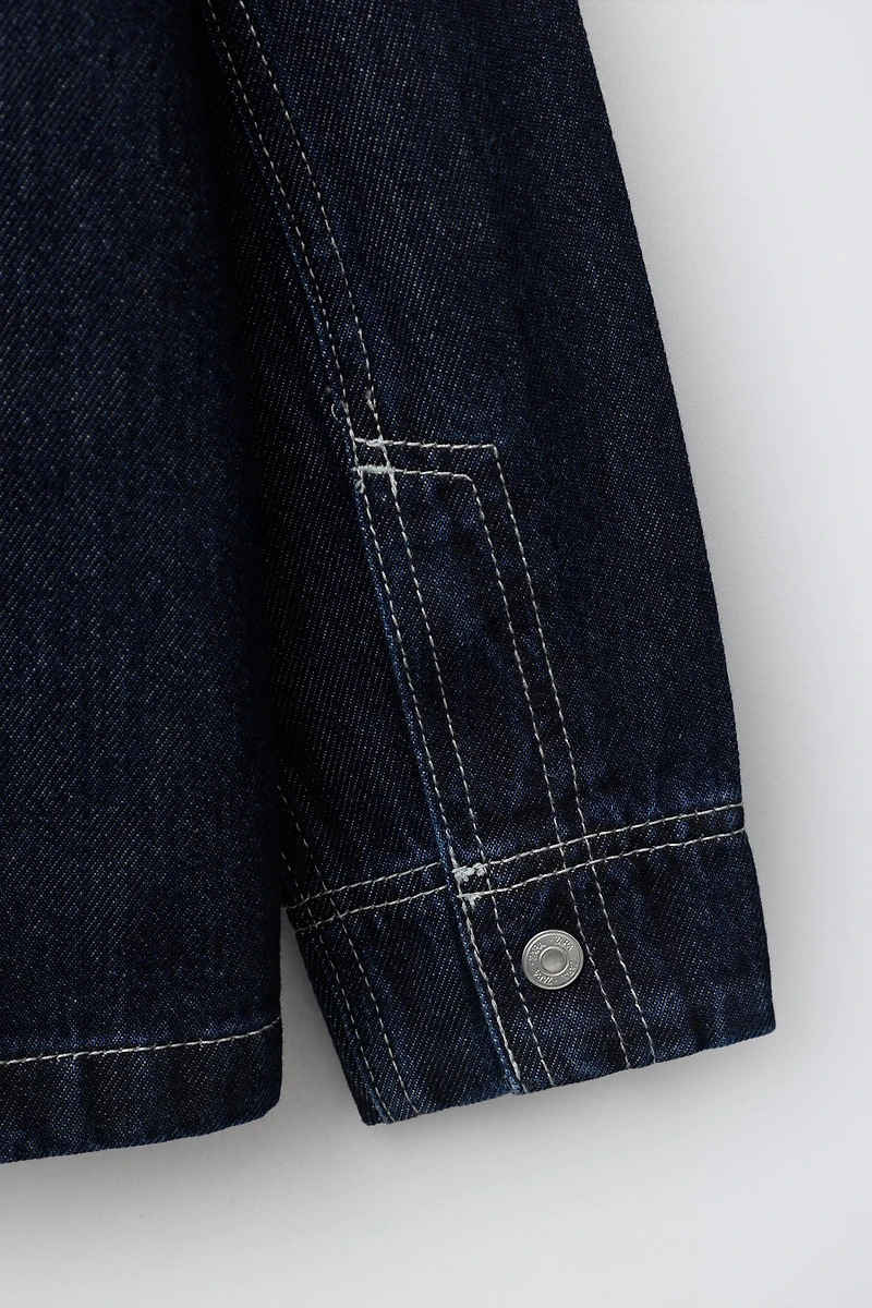 DENIM OVERSHIRT WITH DETACHABLE FLEECE HOOD