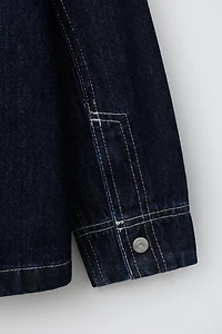 DENIM OVERSHIRT WITH DETACHABLE FLEECE HOOD