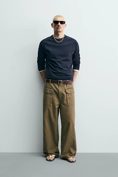 WIDE FIT PANTS WITH BELT LOOP