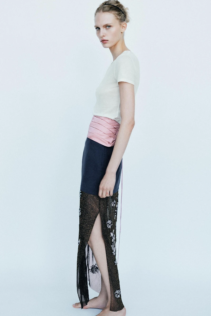BEADED COMBINATION SKIRT