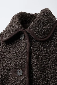 MANTEAU EFFET MOUTON À LISERÉS