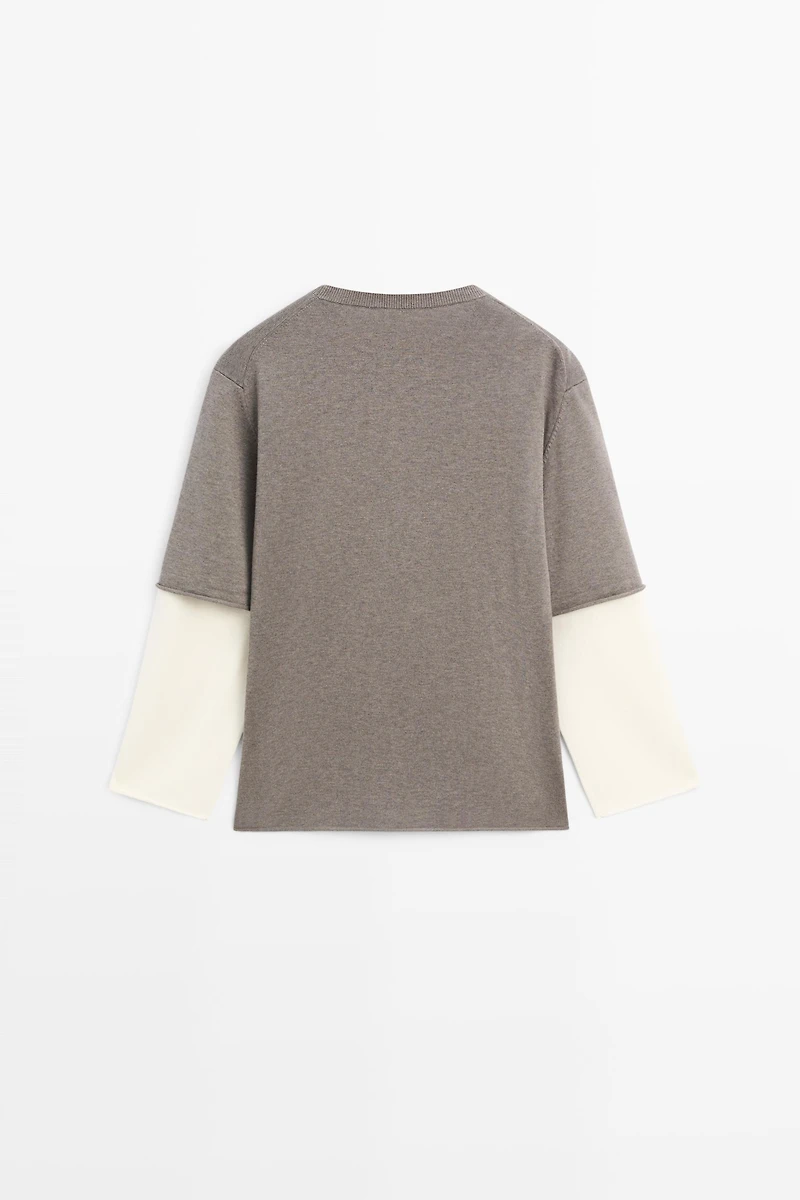 Oversize knit sweater with double sleeve detail
