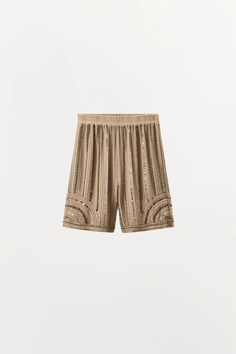 BEADED SEQUIN SHORTS
