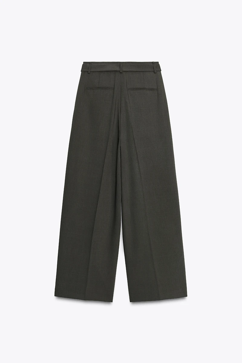 PLEATED BELTED PANTS