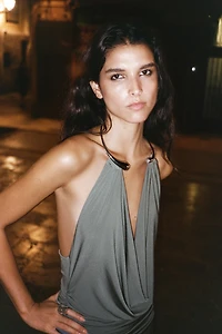 LONG DRESS WITH JEWEL COLLAR