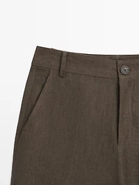 Kick flare cropped linen trousers