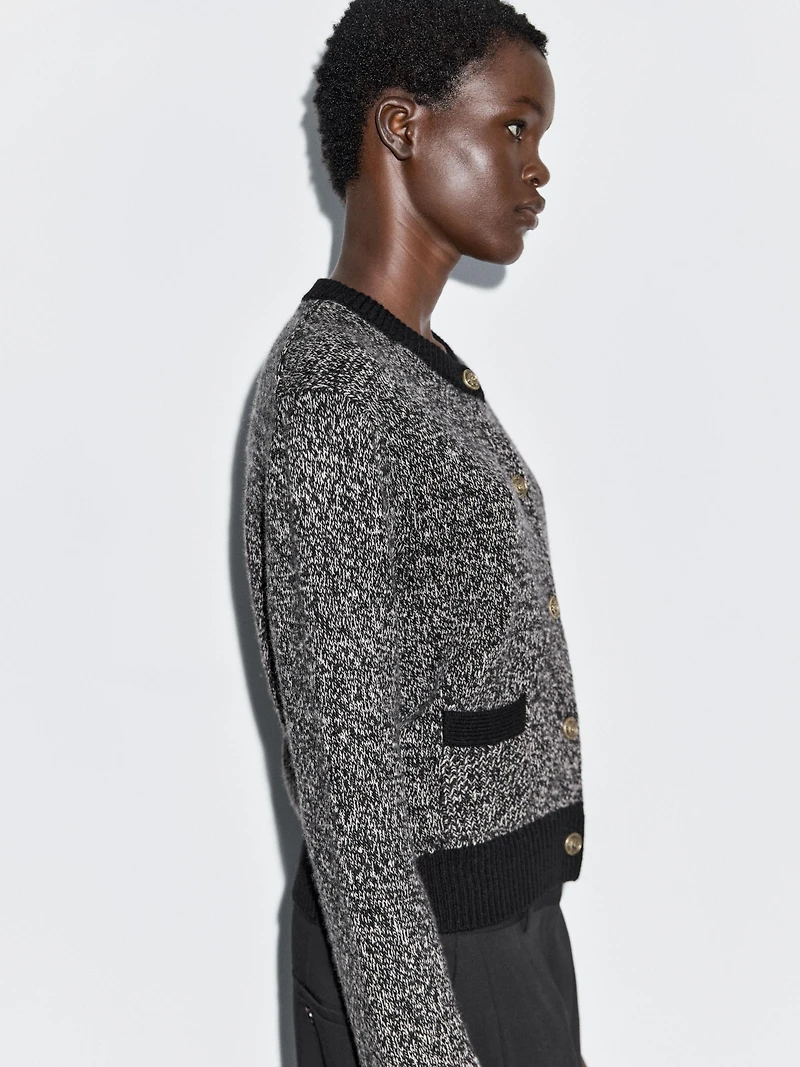 Cardigan en laine mélangée avec boutons dorés