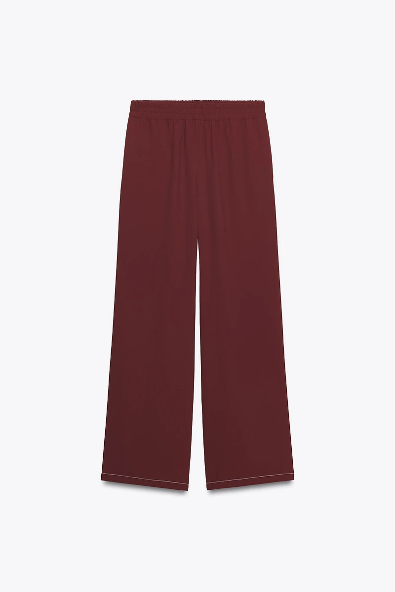 WIDE-LEG PANTS WITH CONTRAST STITCHING