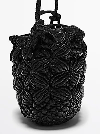 Nappa leather macramé pouch bag