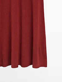 Long linen blend knit skirt