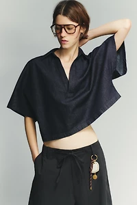 TRF DENIM POLO COLLAR SHIRT