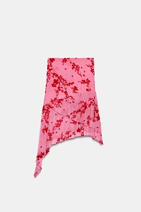 ASYMMETRIC FLOCKED TULLE MIDI SKIRT