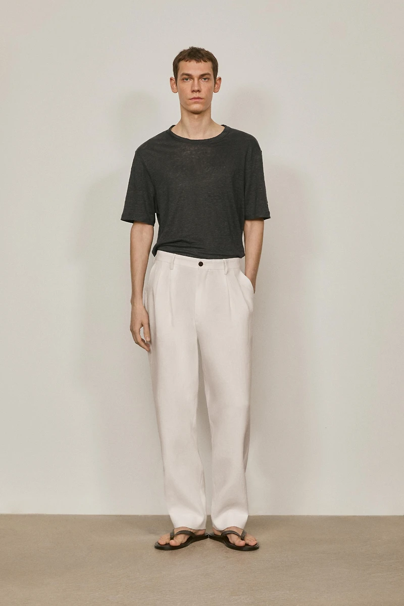Linen trousers with double dart details - LIMITED EDITION