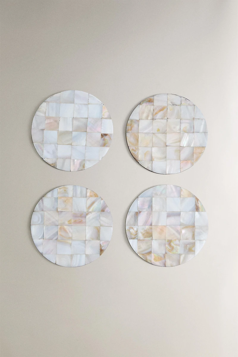 SET OF MOTHER-OF-PEARL COASTERS (SET OF 4)