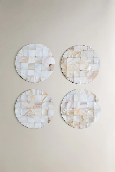 SET OF MOTHER-OF-PEARL COASTERS (SET OF 4)