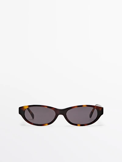 Narrow tortoiseshell-effect sunglasses