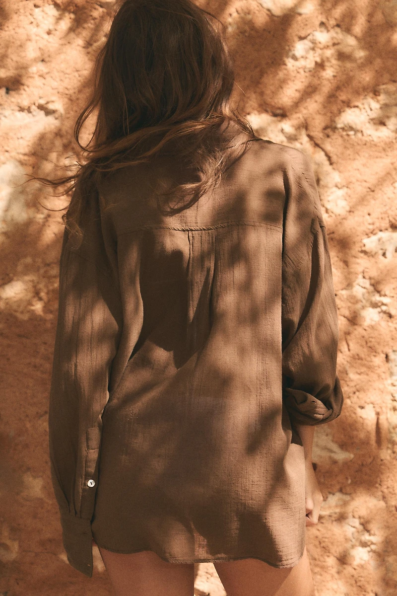 OVERSIZED GAUZE SHIRT WITH POCKET