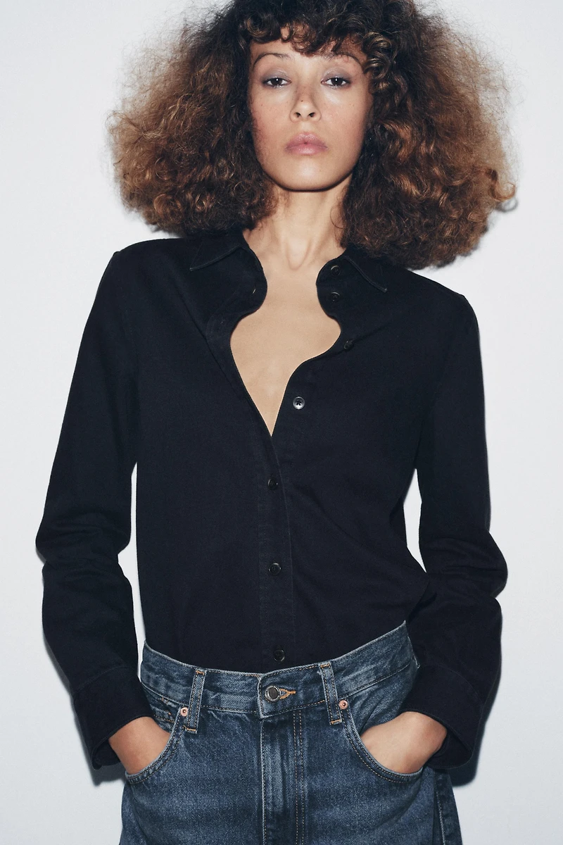 ZW COLLECTION SLIM-FIT DENIM SHIRT