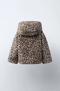ANIMAL PRINT FAUX FUR JACKET