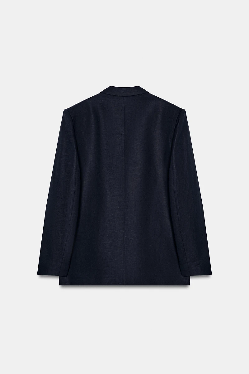BLAZER CROISÉ EN LIN À MANCHES RETROUSSÉES