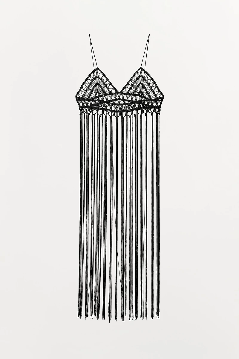 CROCHET FRINGED BRA