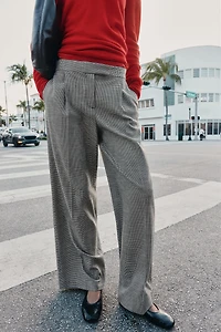 HOUNDSTOOTH WIDE LEG PANTS