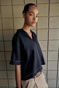 CHEMISE SURPIQÛRES CONTRASTE AVEC LIN