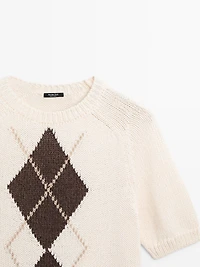 Pull en maille à manches courtes losanges