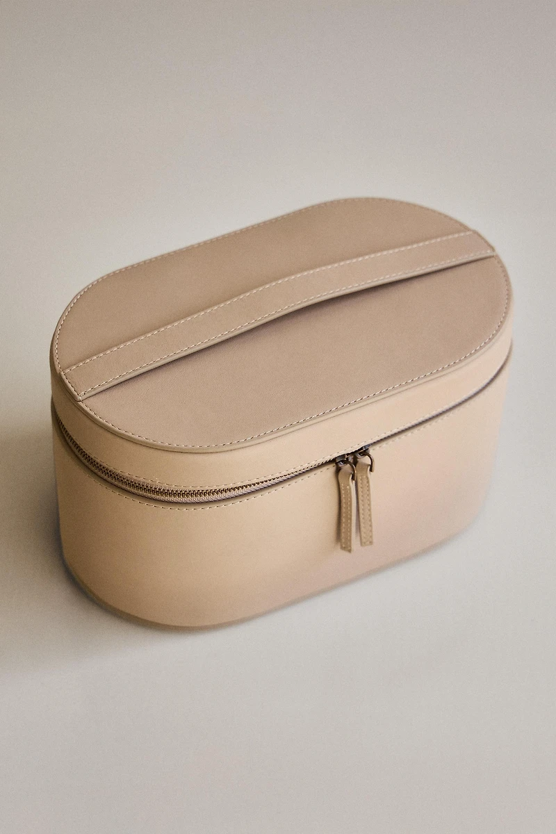 SMALL RIGID LEATHER MAKEUP BAG