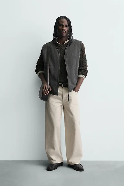 WASHED TOPSTITCHED VEST