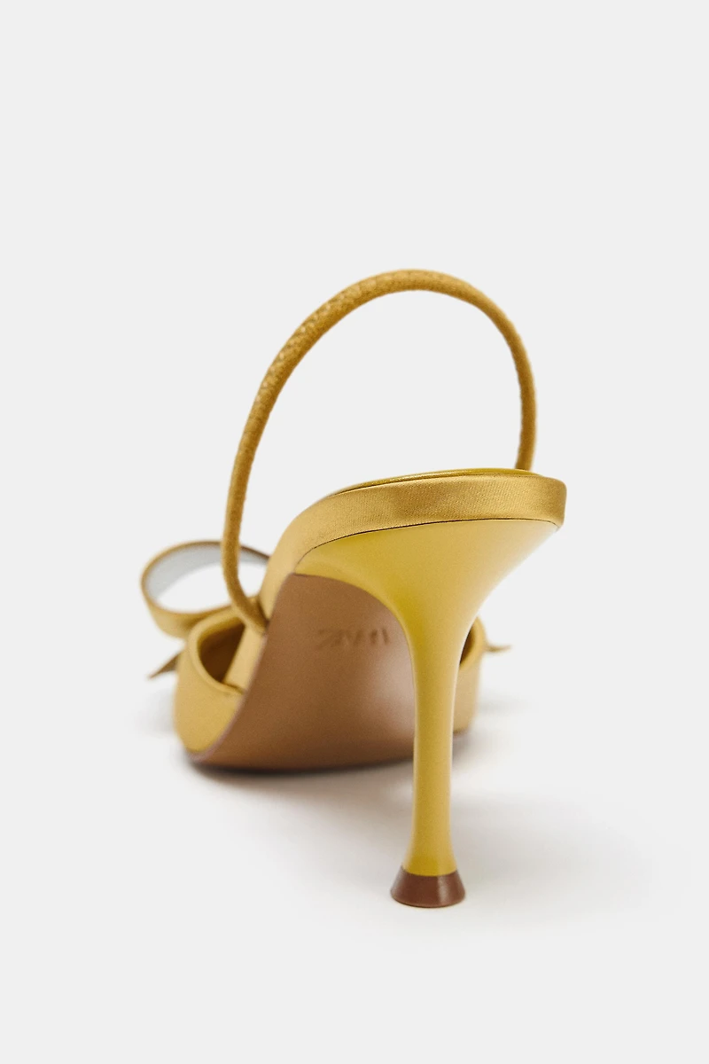 SATIN-EFFECT SLINGBACK HEELS