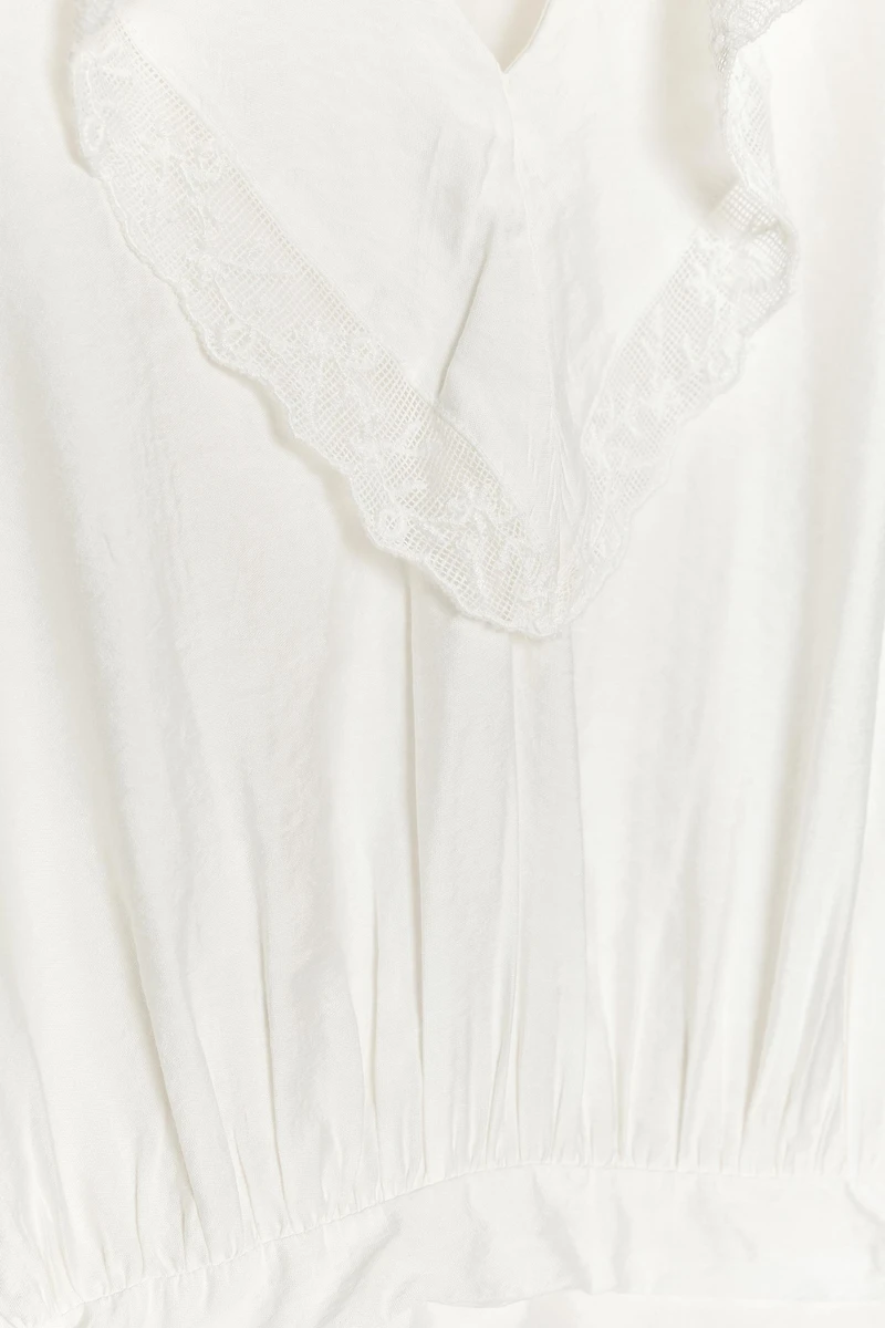 RUFFLED EMBROIDERED SHORT DRESS