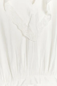 RUFFLED EMBROIDERED SHORT DRESS