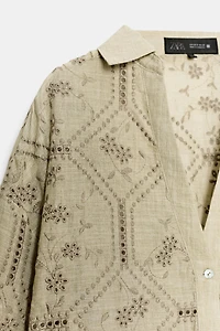 EMBROIDERED EYELET SHIRT