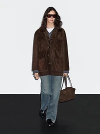 Split suede leather jacket with pockets