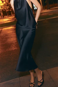 SATIN MIDI SKIRT
