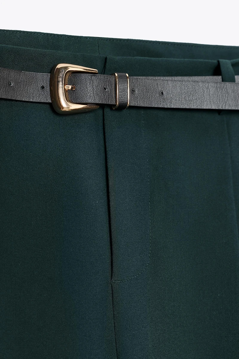 BELTED PLEATED PANTS