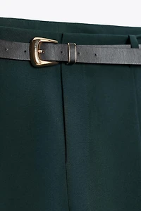 BELTED PLEATED PANTS