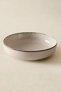 PORCELAIN SOUP PLATE WITH ANTIQUE FINISH RIM