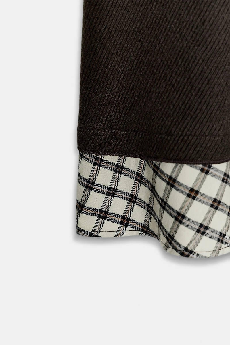COMBINATION PLAID SHORT DRESS