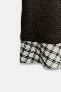 COMBINATION PLAID SHORT DRESS
