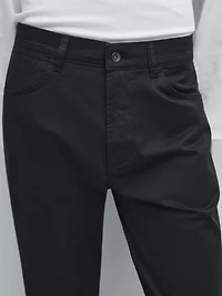 Slim-fit lightweight textured weave denim trousers