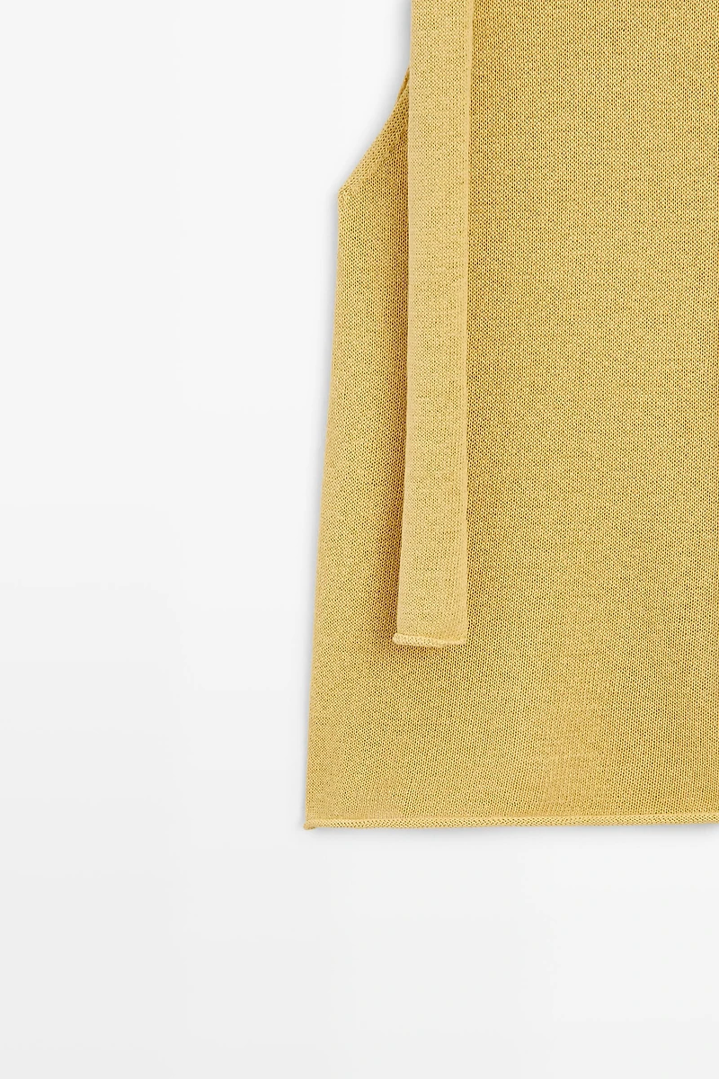 Linen blend halter top with tie detail