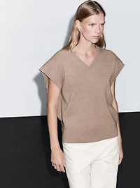 Wool blend knit vest