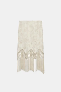 ZW COLLECTION EMBROIDERED FRINGED SKIRT
