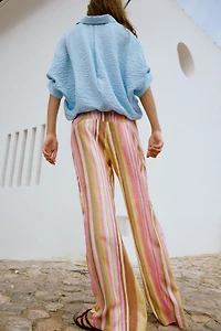 STRIPED WIDE LEG PANTS
